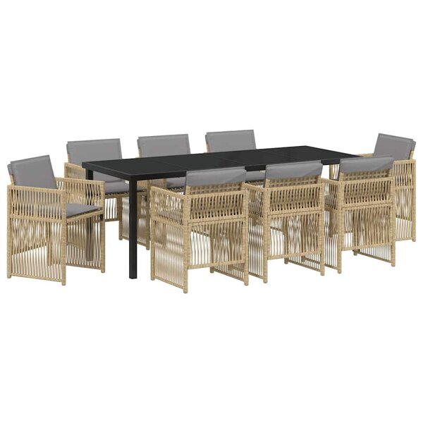 vidaXL Ensemble de salle à manger pour jardin 9 Pièces Beige