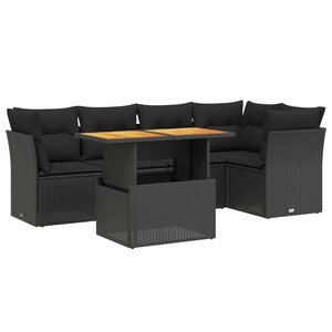 vidaXL Salon de jardin 5 Pièces avec coussins noir résine tressée
