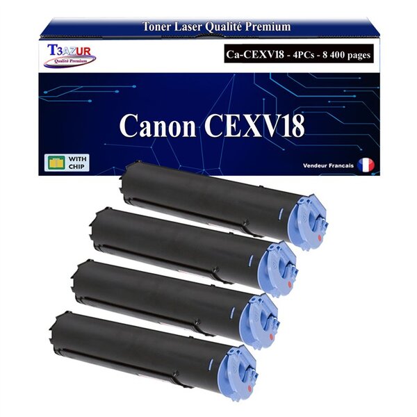 T3AZUR -4x Toners compatibles avec Canon CEXV18 (0386B002) pour Canon IR1018  IR1020  IR1022  IR1024