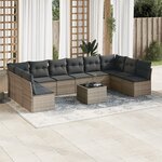 vidaXL Salon de jardin 11 Pièces avec coussins gris résine tressée