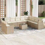 vidaXL Salon de jardin 11 Pièces avec coussins beige résine tressée