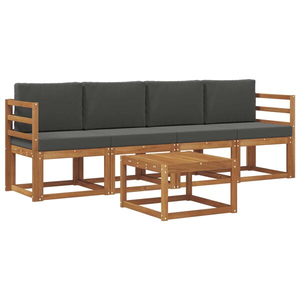 vidaXL Ensemble de canapés d'extérieur 5 pc Naturel et Anthracite