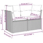 vidaXL Canapé de jardin 2 places avec coussins gris résine tressée