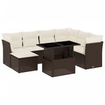 vidaXL Salon de jardin 8 Pièces avec coussins marron résine tressée
