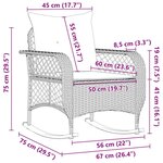 vidaXL Chaise à bascule de jardin avec coussins gris clair poly rotin