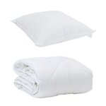 vidaXL Duvet d'été simple avec oreiller 2 Pièces Blanc Microfibre