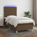 vidaXL Sommier à lattes de lit et matelas et LED Marron foncé 90x200cm
