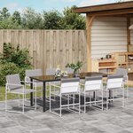vidaXL Ensemble de Salle à Manger de Jardin 9 Pièces avec Coussins Blanc Textilène et Acier