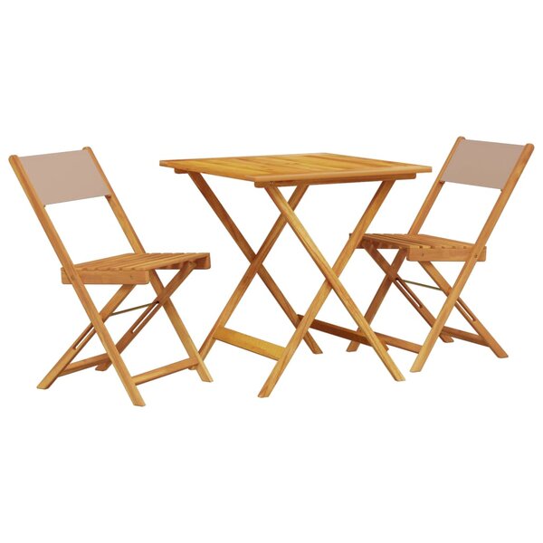 vidaXL Ensemble de bistro 3 Pièces taupe tissu et bois massif