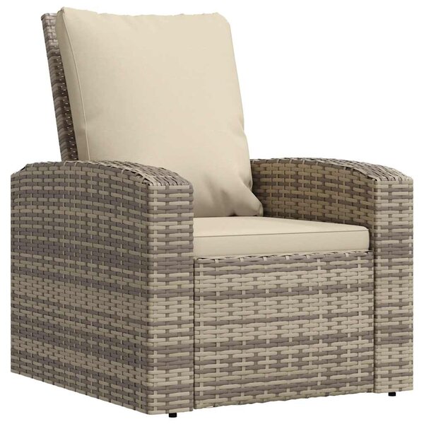 vidaXL Fauteuil inclinable de jardin avec coussins marron clair rotin