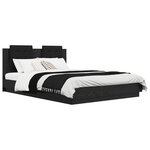 vidaXL Cadre de lit avec tête de lit Chêne noir 140 x 200 cm