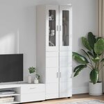 vidaXL Haut Armoire avec porte FLORIN Blanc brillant 60 x 35 x 182 cm