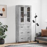 vidaXL Buffet haut Gris béton 69 5x34x180 cm Bois d'ingénierie
