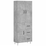 vidaXL Buffet haut Gris béton 69 5x34x180 cm Bois d'ingénierie
