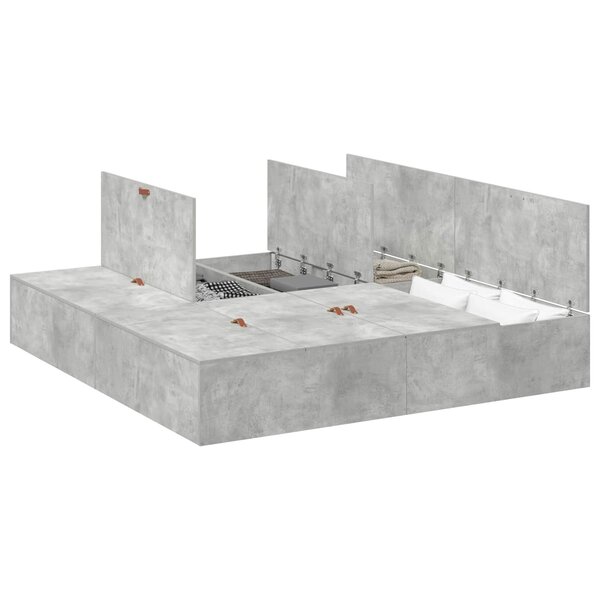 vidaXL Cadre de lit avec rangement Gris béton 200 x 200 cm