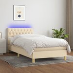 vidaXL Sommier à lattes de lit avec matelas LED Crème 90x200 cm Tissu