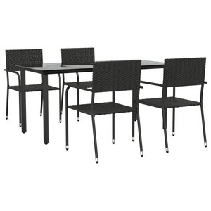 vidaXL Ensemble à manger de jardin 5 Pièces noir résine tressée et acier