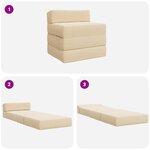 vidaXL Canapé-lit pliable Crème 200 x 70 x 15 cm