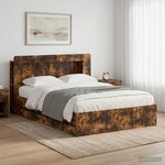 vidaXL Cadre de lit avec rangement Chêne fumé 135 x 190 cm