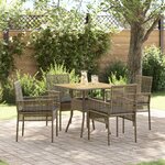 vidaXL Ensemble de repas de jardin 5 pièces avec coussins  gris  poly rattan