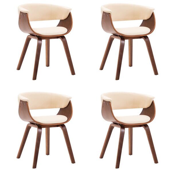 vidaXL Chaises à manger lot de 4 crème bois courbé et similicuir