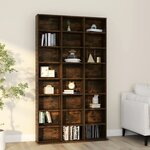 vidaXL Armoire à CD Chêne fumé 102x23x177 5 cm Bois d'ingénierie