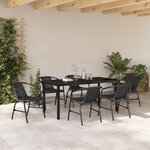 vidaXL Ensemble de salle à manger pour jardin 7 Pièces Noir Poly rotin