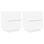 vidaXL Armoires de chevet et lumières LED 2Pièces blanc bois d'ingénierie