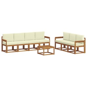 vidaXL Ensemble de canapés d'extérieur 8 pc Naturel et Crème