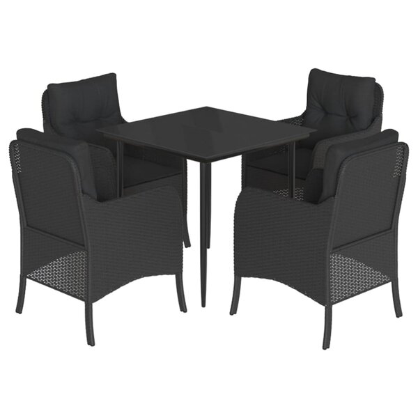 vidaXL Ensemble à manger de jardin coussins 5Pièces Noir Résine tressée