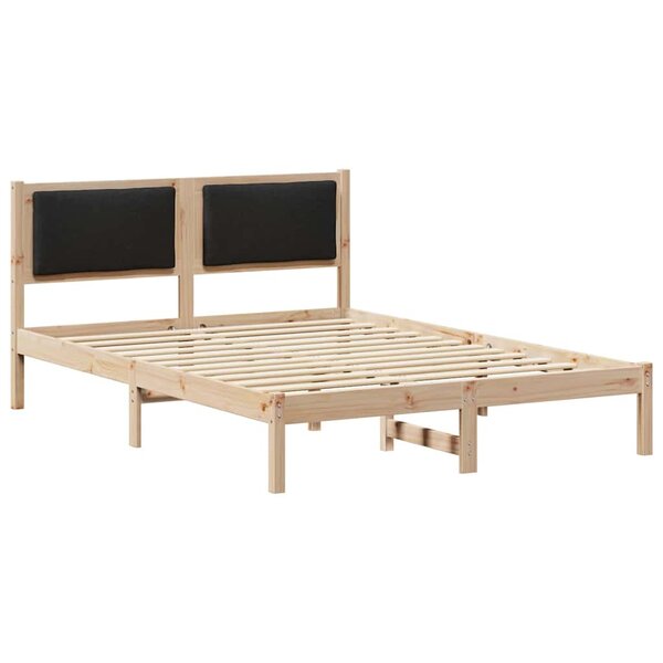 vidaXL Cadre de lit avec tête de lit Noir 140 x 190 cm Pin massif