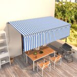 vidaXL Auvent rétractable manuel avec store 5x3 m Bleu et blanc
