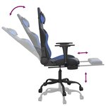 vidaXL Chaise de jeu de massage et repose-pied Noir et bleu Similicuir