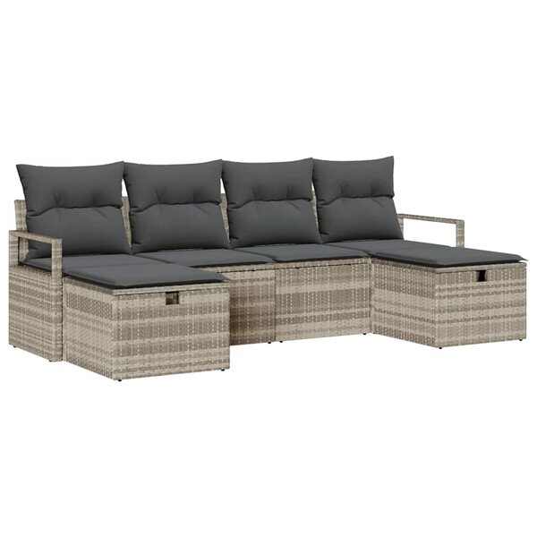 vidaXL Ensemble de Canapés avec coussin 6 Pièces Gris clair polyrotin