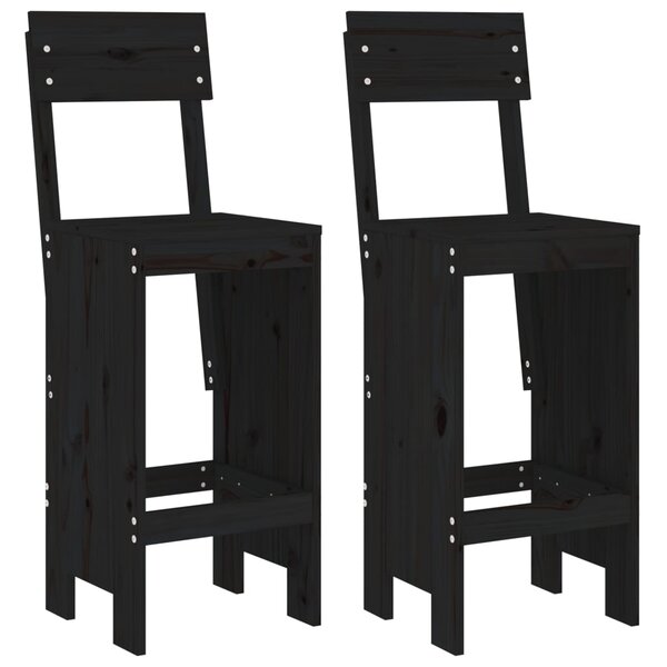 vidaXL Tabourets de bar lot de 2 noir 40x48 5x115 5 cm bois massif pin