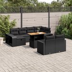 vidaXL Salon de jardin 11 Pièces avec coussins noir résine tressée