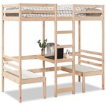 vidaXL Lit mezzanine avec bureau et chaises 90x190 cm pin massif
