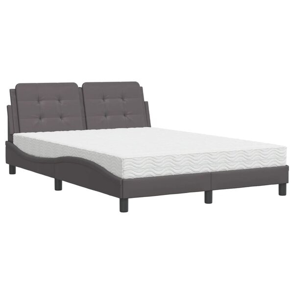 vidaXL Lit avec matelas gris 120x200 cm similicuir