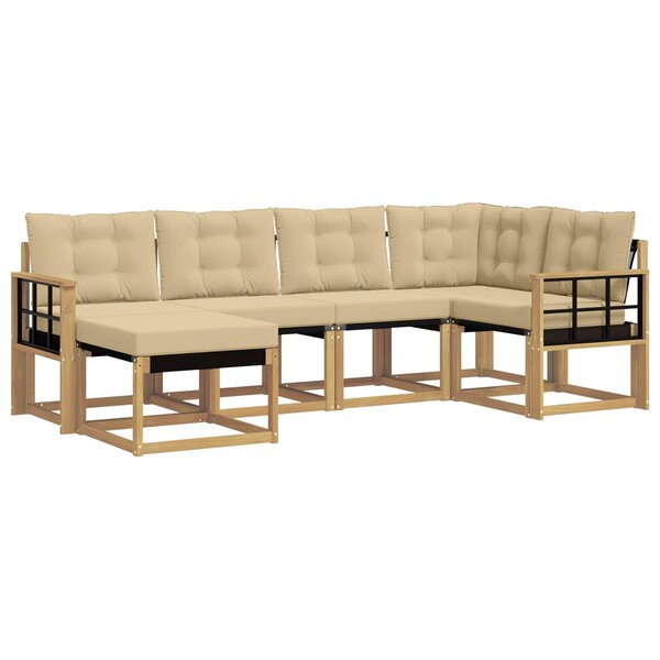 vidaXL Ensemble de canapés d'extérieur 6 Pièces Blanc et Beige