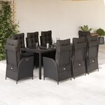 vidaXL Ensemble à manger de jardin 9Pièces coussins noir résine tressée