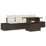 vidaXL Ensemble de canapé de jardin 5 pièces avec coussins marron en poly rotin