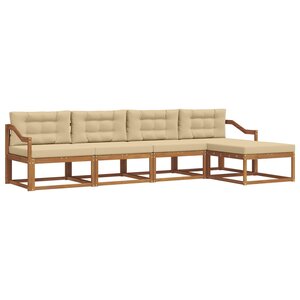 vidaXL Ensemble de canapés d'extérieur 5 pc Naturel et Beige