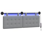vidaXL Tête de lit suspendue Avec lumière LED Gris clair Tissu