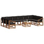 vidaXL Ensemble de canapés d'extérieur 11 pc Naturel et Noir