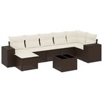 vidaXL Salon de jardin 8 Pièces avec coussins marron résine tressée