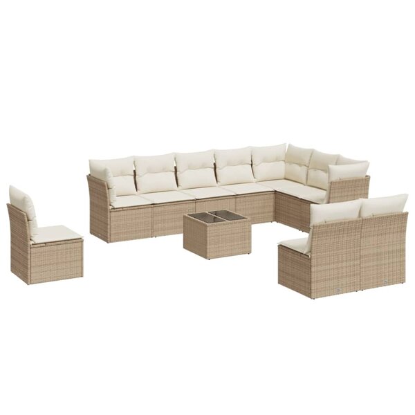 vidaXL Salon de jardin 11 Pièces avec coussins beige résine tressée