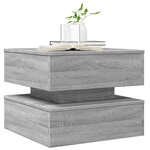 vidaXL Table basse avec lumières LED sonoma gris 50x50x40 cm