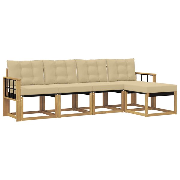 vidaXL Ensemble de canapés d'extérieur 5 pc Blanc et Beige