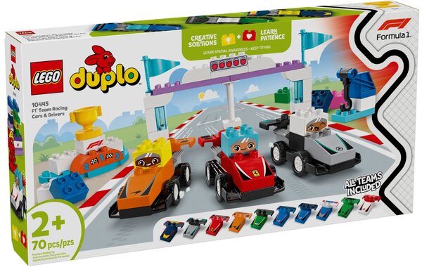 LEGO DUPLO - Ensemble de Voitures de Course et Pilotes d'Écurie de F1 - 10445 pour Enfants