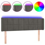 vidaXL Tête de lit à LED Gris foncé 147x16x78/88 cm Velours